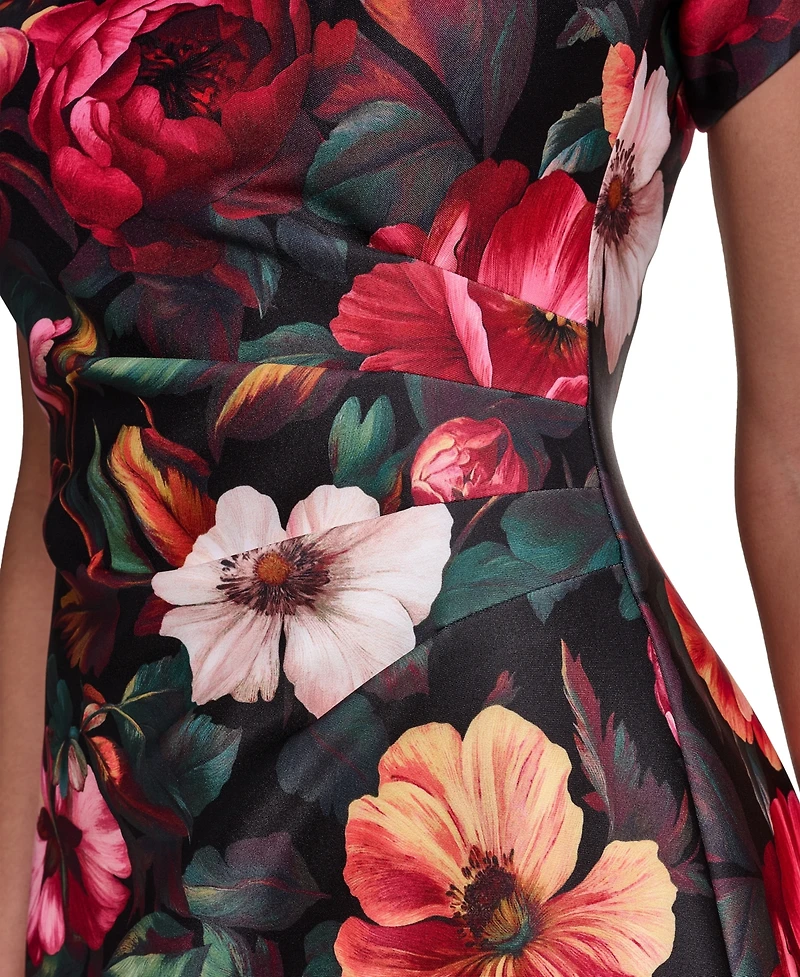 Women's Puff Sleeve Boat Neck Dress