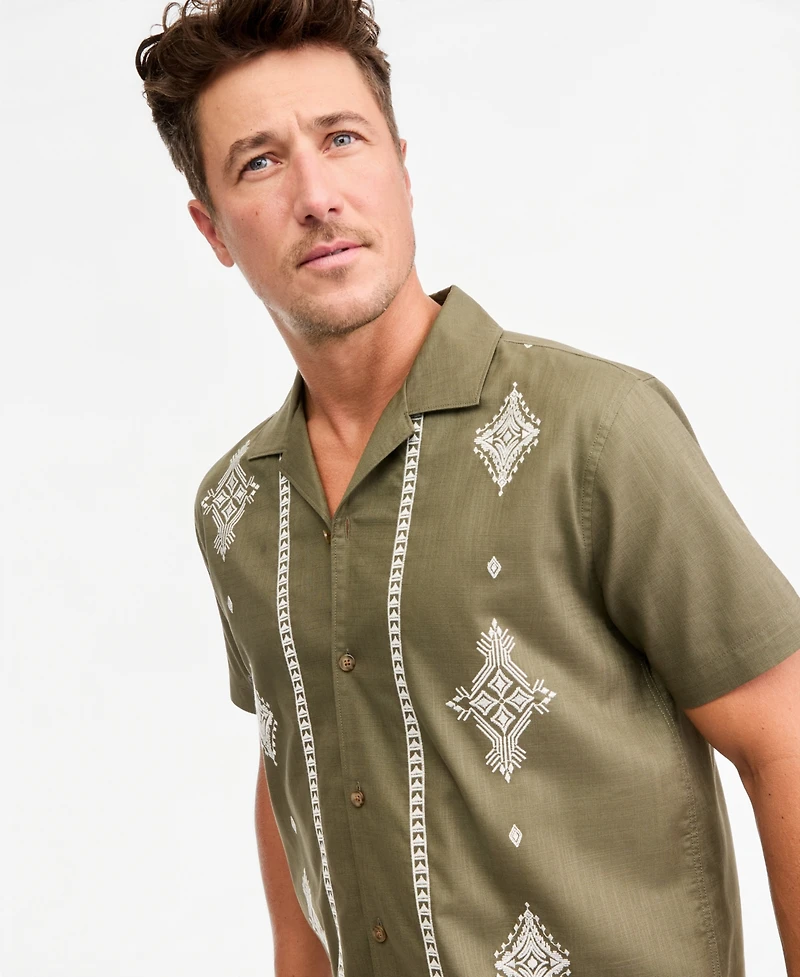 Sun + Stone Men's Short-Sleeve Geometric Embellished Shirt, Macy's Exclusive