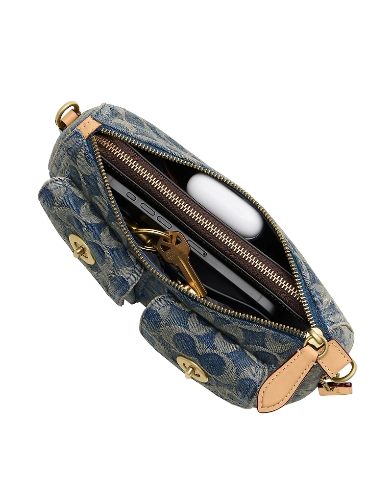 Coach Originals Waverly Signature Denim Twin Turn-Lock Small Shoulder Handbag