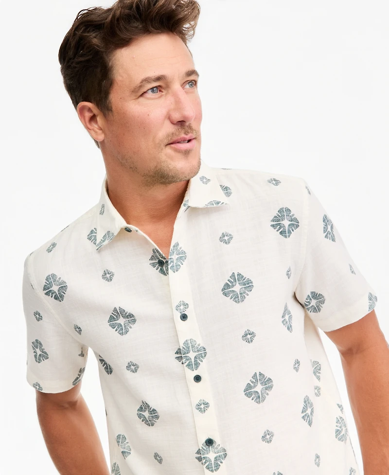 Sun + Stone Men's Short-Sleeve Geometric Cotton Button-Up Shirt, Macy's Exclusive