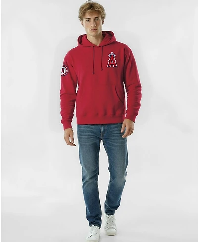 Champion Men's Red Los Angeles Angels Reverse Weave Chenille Hoodie