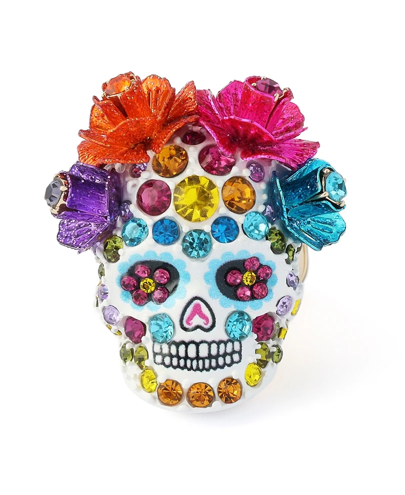 Betsey Johnson Faux-Stone Sugar Skull Cocktail Ring