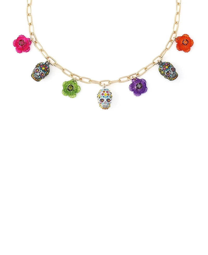 Betsey Johnson Faux-Stone Sugar Skull Bib Necklace