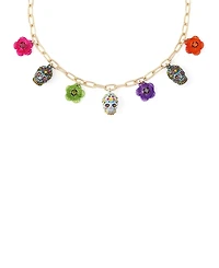 Betsey Johnson Faux-Stone Sugar Skull Bib Necklace