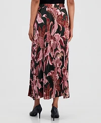 T Tahari Women's Pleated Floral A-Line Skirt
