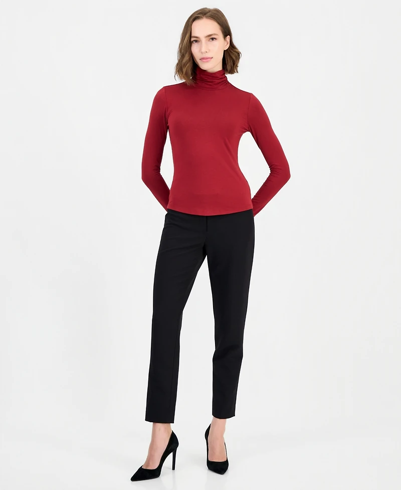 T Tahari Women's Long-Sleeve Shirred Turtleneck Top