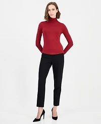 T Tahari Women's Long-Sleeve Shirred Turtleneck Top