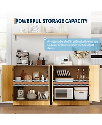 homfan 36 Inch Modern Farmhouse Sideboard Buffet Cabinet with Storage, Engineered Wood Credenza with Doors and Adjustable Shelves