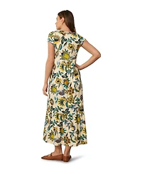 Cable & Gauge Women's Tiered Flowy Printed Maxi Dress