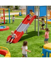 homfan 112 x 110 x 97 in Kids Outdoor Treehouse with Swing and Slides, Backyard Metal Frame Play Set for Children
