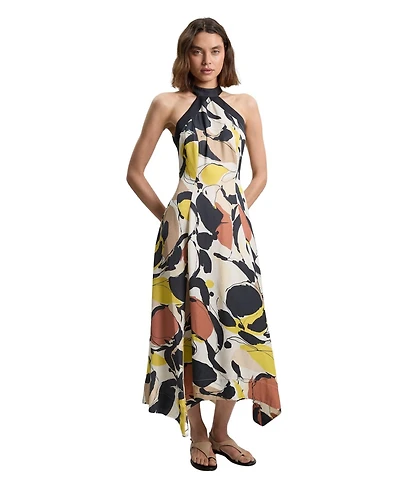 Karen Millen Women's Petite Abstract Print Halter Maxi Dress