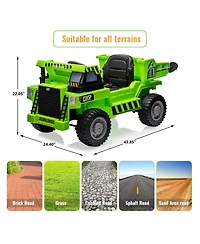 homfan 12V Electric Ride-On Dump Truck with Remote Control, Built-in Usb/MP3 Music Player, Toy Car for Toddlers Ages 1-8