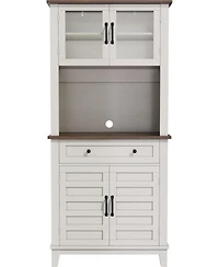 gaomon Set of 2 72" Kitchen Pantry Cabinet with Drawers and Glass Doors, Locking Multi-Door Hutch for Kitchen, Dining and Living Room