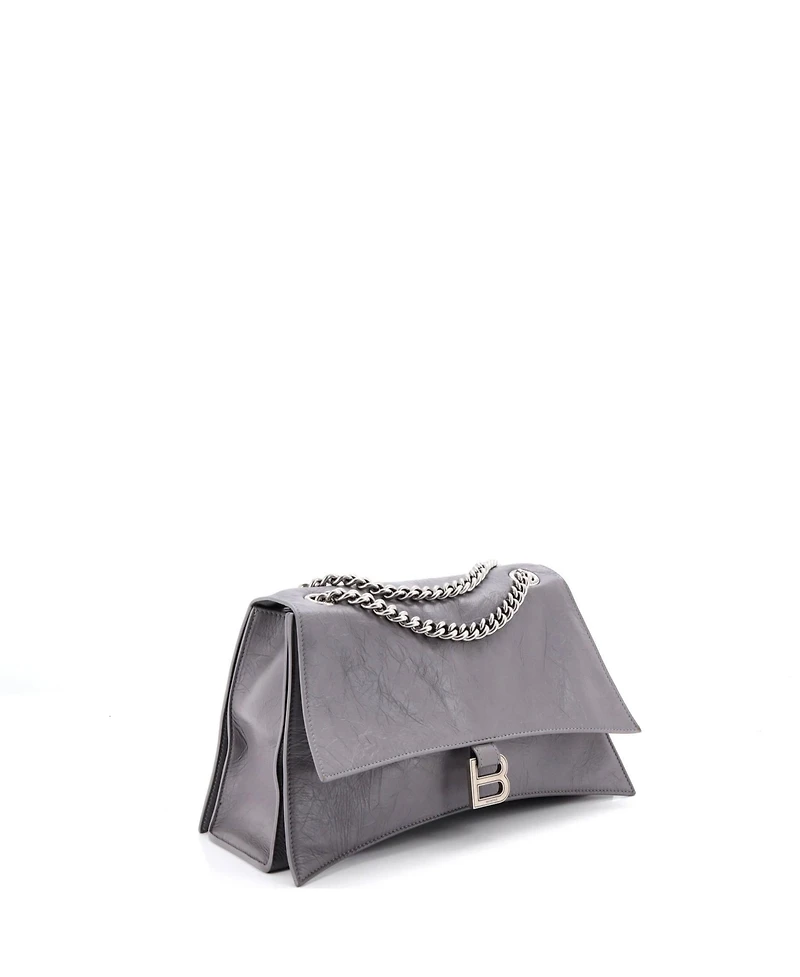 Pre-Owned Balenciaga Medium Crush Chain Flap Bag Leather