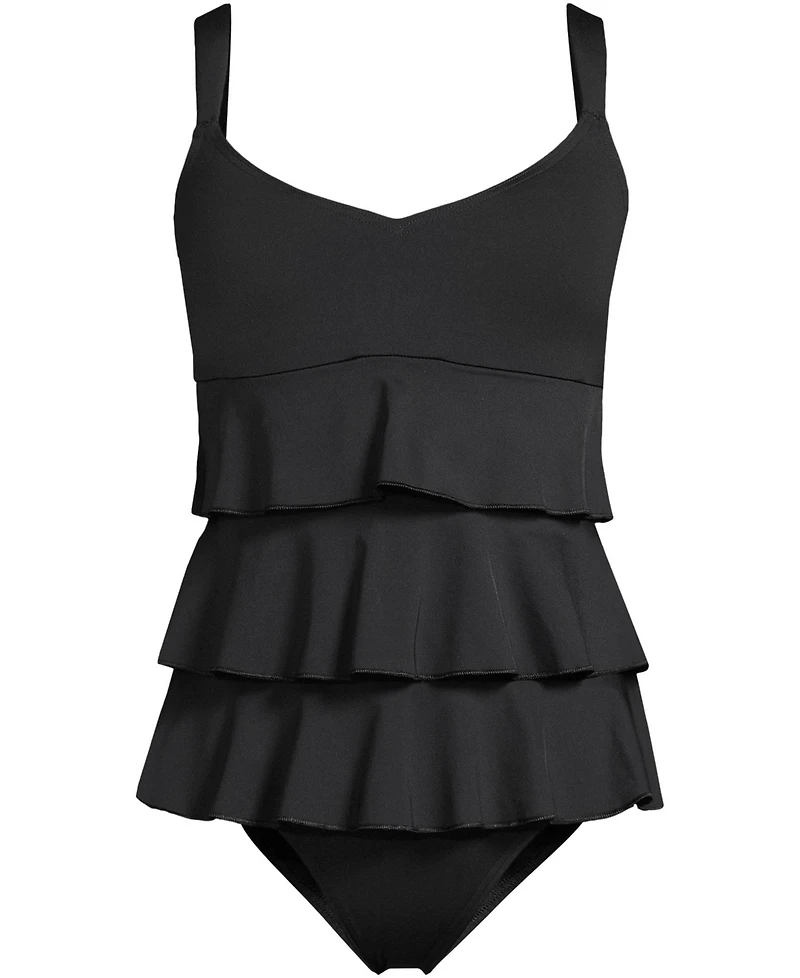 Lands' End Women's Ruffle Fauxkini One Piece Swimsuit