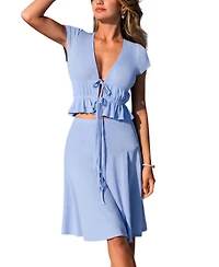 Cupshe Women's Just a Little Extra Blue 2-Piece Set