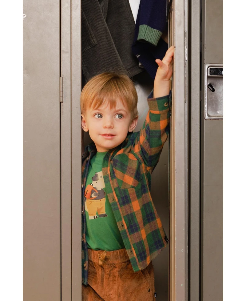 Deux par Kids & Baby Little and Big Boy 6-8 Plaid Shirt