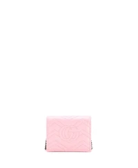 Pre-Owned Gucci Gg Marmont Card Case on Chain Matelasse Leather