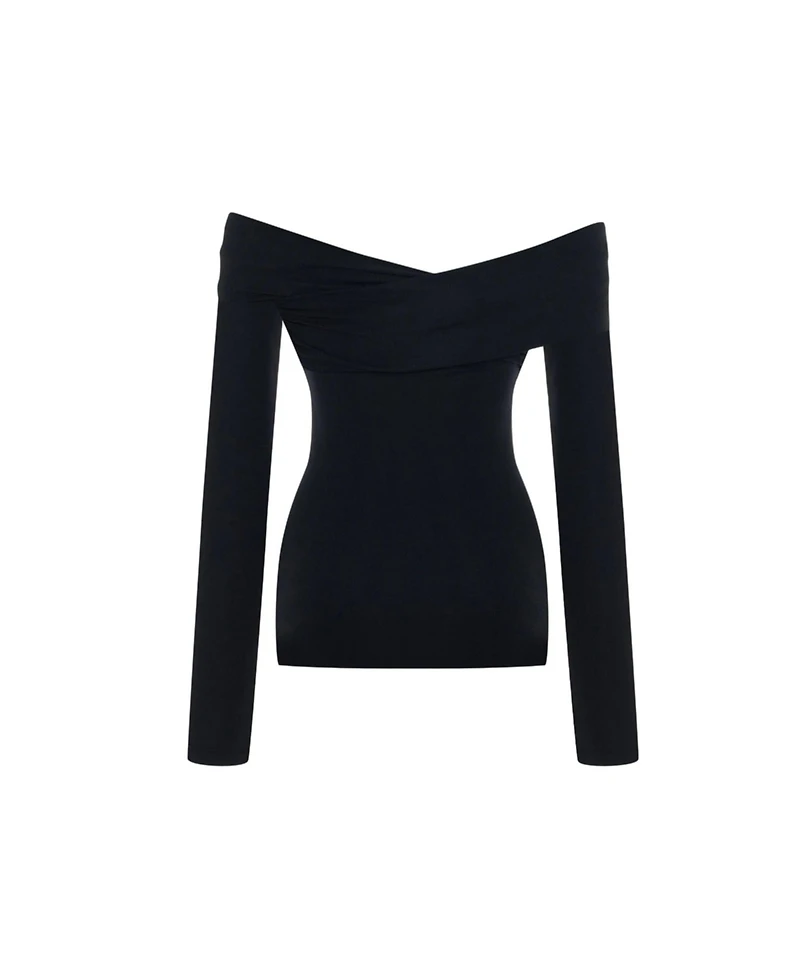 Pcfg Women's the Party Edit Rib Draped Long Sleeve Top