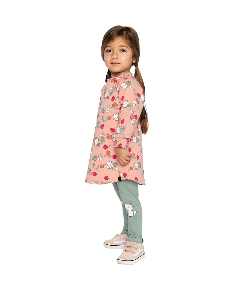Deux par Little Girls Girl's(6-8) Cat Print French Terry Dress