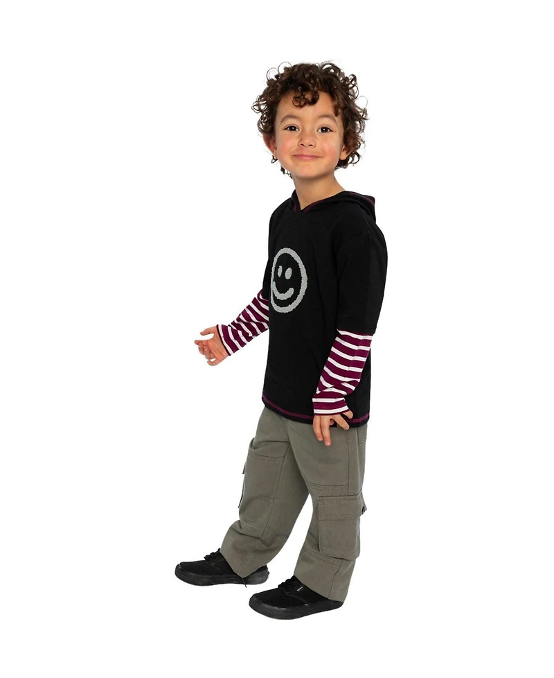Deux par Toddler Boy 2T-5T Fake Double Sleeve Hooded Shirt