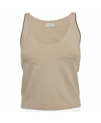 Pre-Owned Brunello Cucinelli Women's Monili-Trimmed Knit Cropped Tank Top