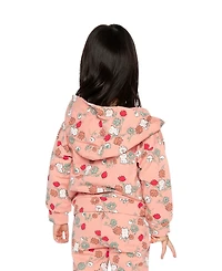 Deux par Toddler Girls (2T-5T) Cardigan Cat Print French Terry Hooded