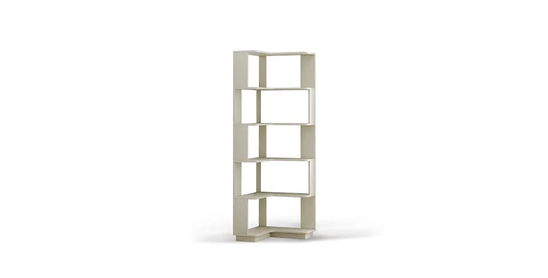 Flynama 6-Tier L-Shaped Corner Bookshelf, Anti-fall Baffle Hollow Back Home Storage Rack