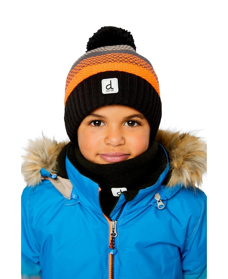 Deux par Deux Little and Big Boy 5-14 Winter Knit Hat with Pompom