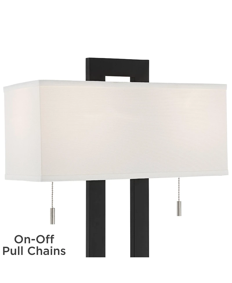 360 Lighting Neil Modern Table Lamp with Clear Riser 26" High with Usb Charging Port Rectangular Shade for Bedroom Living Room House Desk