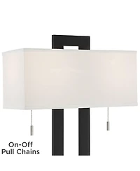 360 Lighting Neil Modern Table Lamp with Clear Riser 26" High with Usb Charging Port Rectangular Shade for Bedroom Living Room House Desk