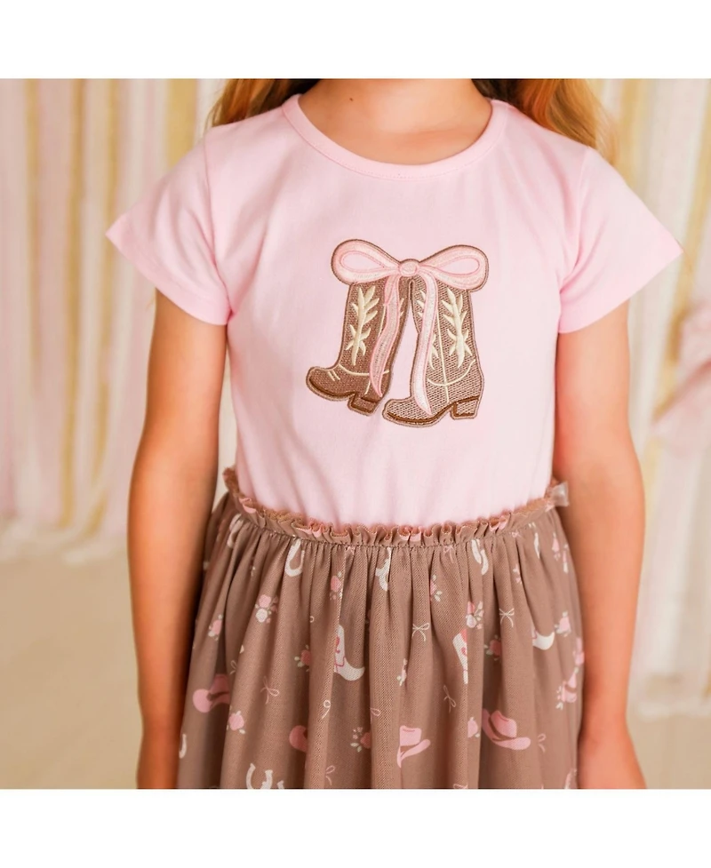 Sweet Wink Girls' (6-8) Howdy Darling Western Short Sleeve Tutu Dress