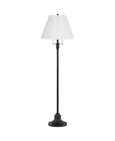 360 Lighting Dyna Traditional 58" Tall 2-Light Standing Floor Lamp Skinny Pole Pull Chain Finish Knife Pleated Shade