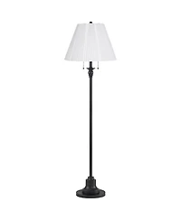 360 Lighting Dyna Traditional 58" Tall 2-Light Standing Floor Lamp Skinny Pole Pull Chain Finish Knife Pleated Shade