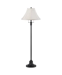 360 Lighting Dyna Traditional 58" Tall 2-Light Standing Floor Lamp Skinny Pole Pull Chain Finish Shantung Shade