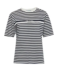 Pre-Owned Prada Women's Striped Logo Cotton Knit T-Shirt
