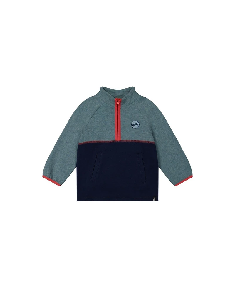 Deux par Little and Big Boy 6-8 Zip Mock Neck Top Pale Turquoise