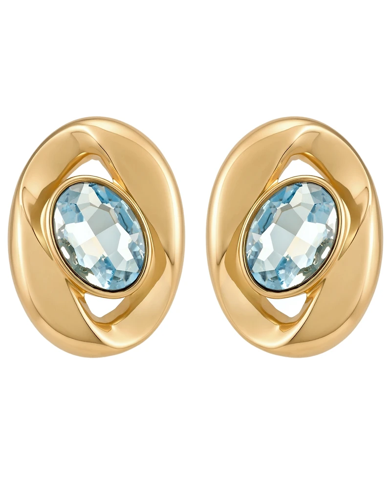 Guess Gold-Tone Aqua Stone Stud Earrings