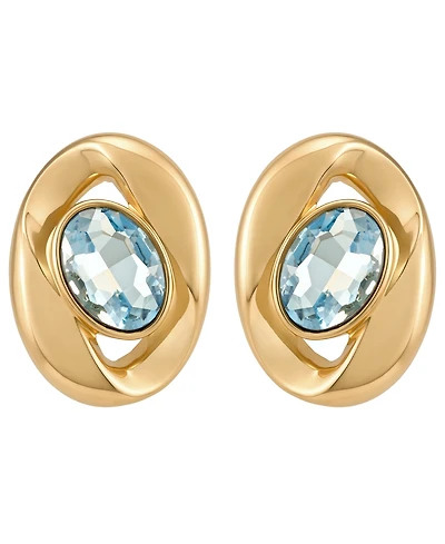 Guess Gold-Tone Aqua Stone Stud Earrings