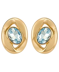 Guess Gold-Tone Aqua Stone Stud Earrings