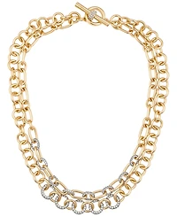 Guess Gold-Tone Crystal Stone Toggle Necklace