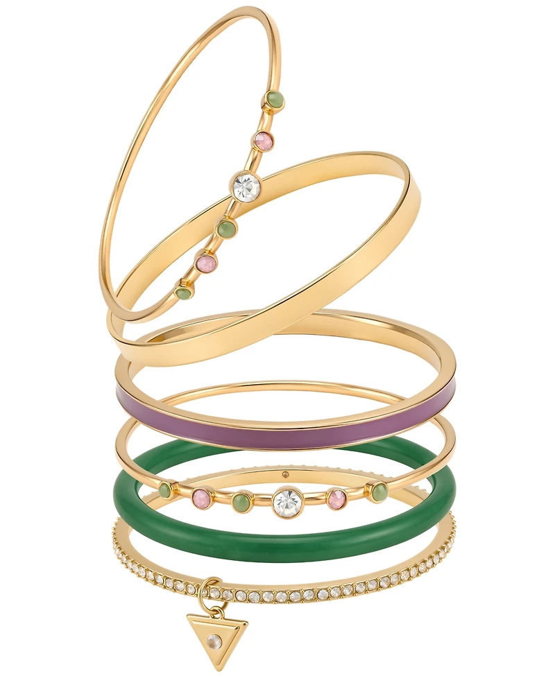 Guess Gold-Tone Multi-Stone Bangle Bracelet, 6-Piece Set