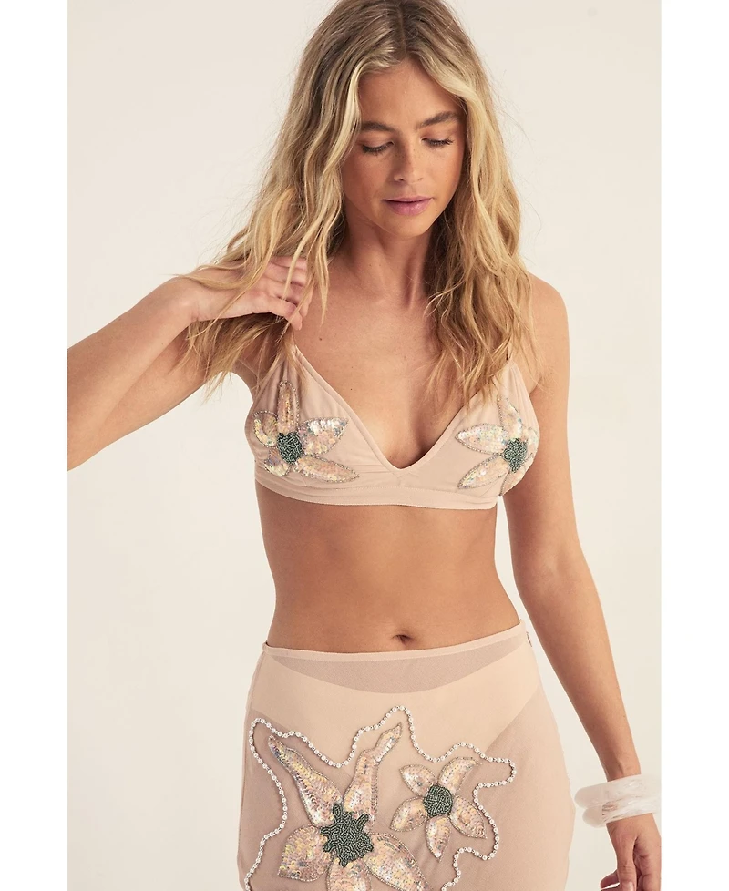 Nasty Gal Women's Flower Embellished Bralet