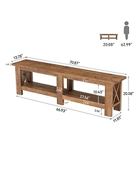 Tribesigns 70.87" Solid Wood Entryway Shoe Bench, Extra Long Farmhouse Entryway Bench with Storage for Hallway, End of Bed