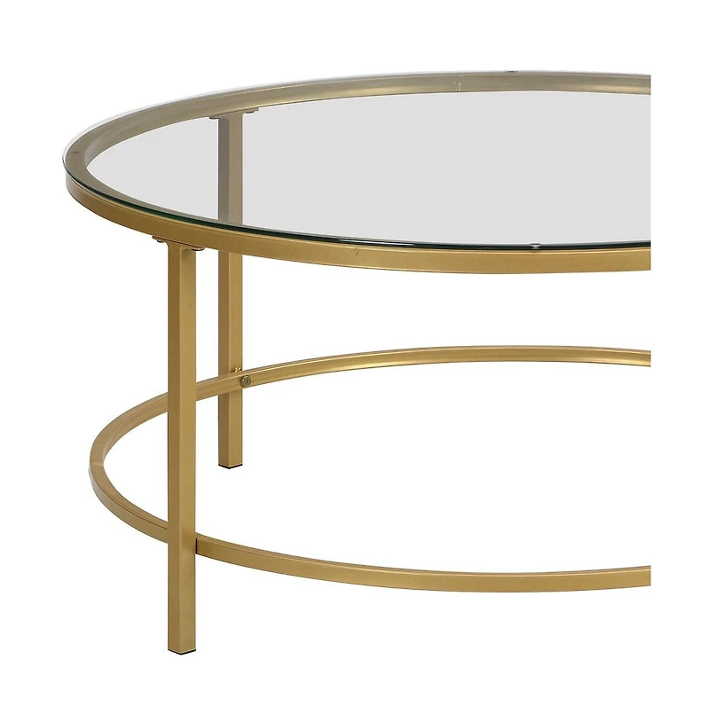 HomeRoots 36" Clear Glass Round Coffee Table