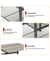 homfan 2-Piece 3-Tier Square End Table Set, Industrial Side Tables with Mesh Shelves and Metal Frame