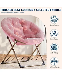 gaomon Folding Faux Fur Saucer Chair Set of 2