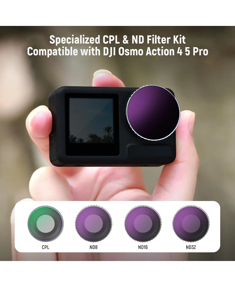 Neewer ND8 Camera Lens Accessory with Cpl, ND8, ND16 for select Dji Osmo Action models