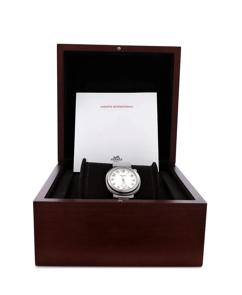 Pre-Owned HERMES Cut Automatic Watch in Stainless Steel and Rubber 36mm