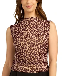 Bcx Juniors' Printed Mesh Mock Neck Tank Top